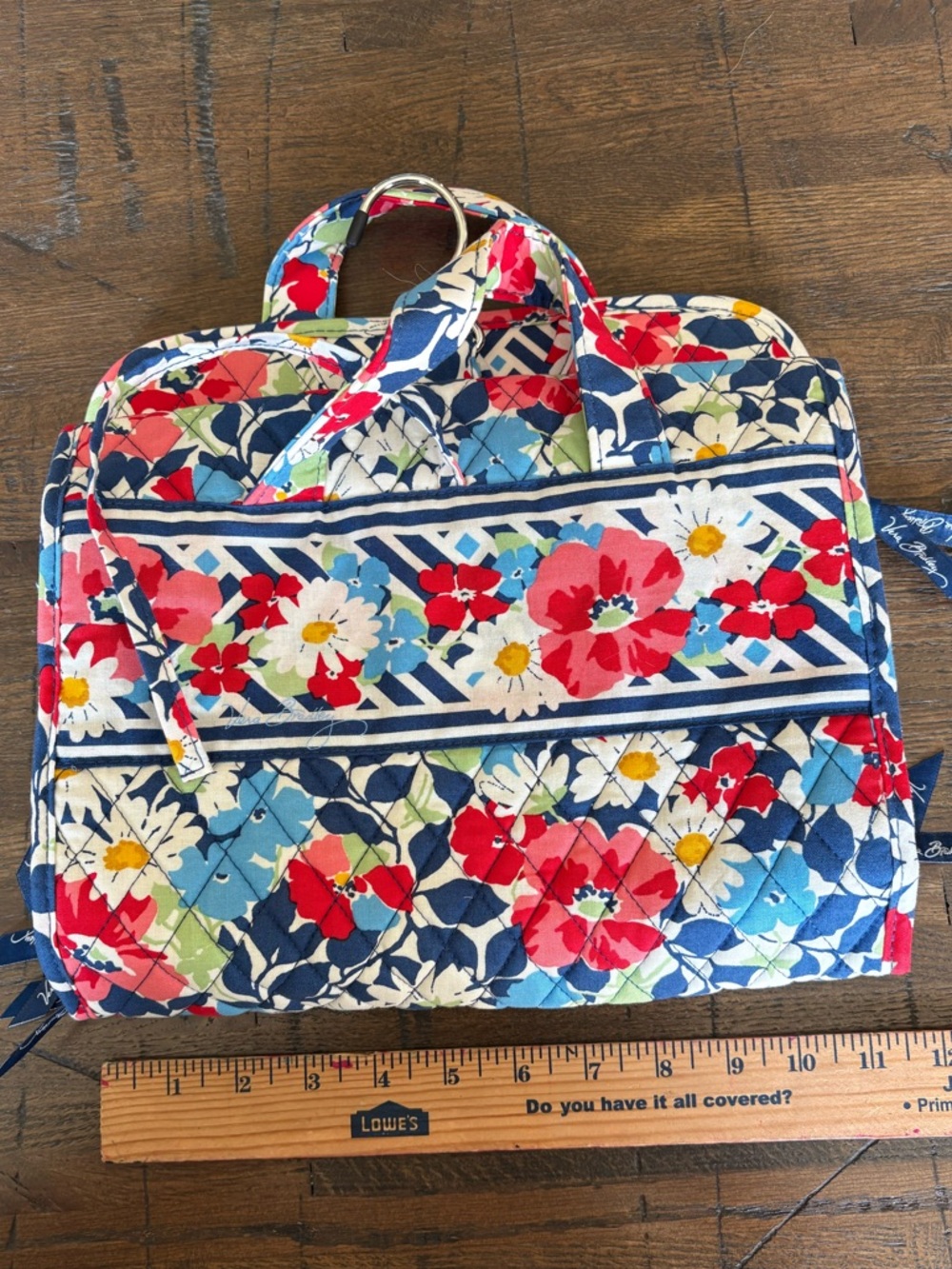 Vera Bradley Navy, Red, Blue & White Quilted Floral Cosmetic Bag